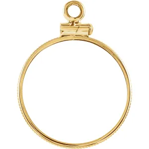 14k Yellow Gold Coin Edge Screw-Top Coin Frame Mounting