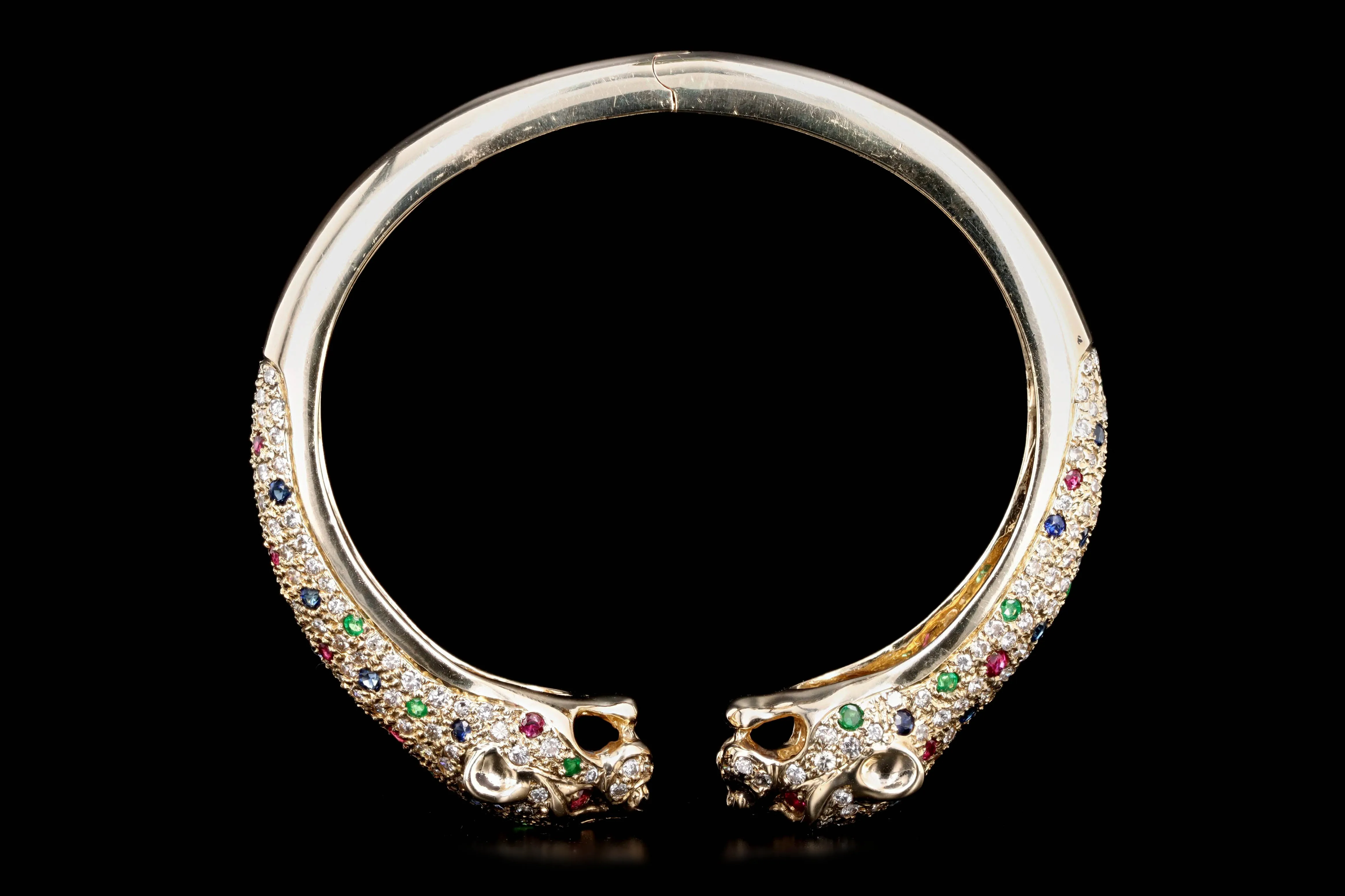 14K Yellow Gold Diamond & Gemstone Panther Bracelet