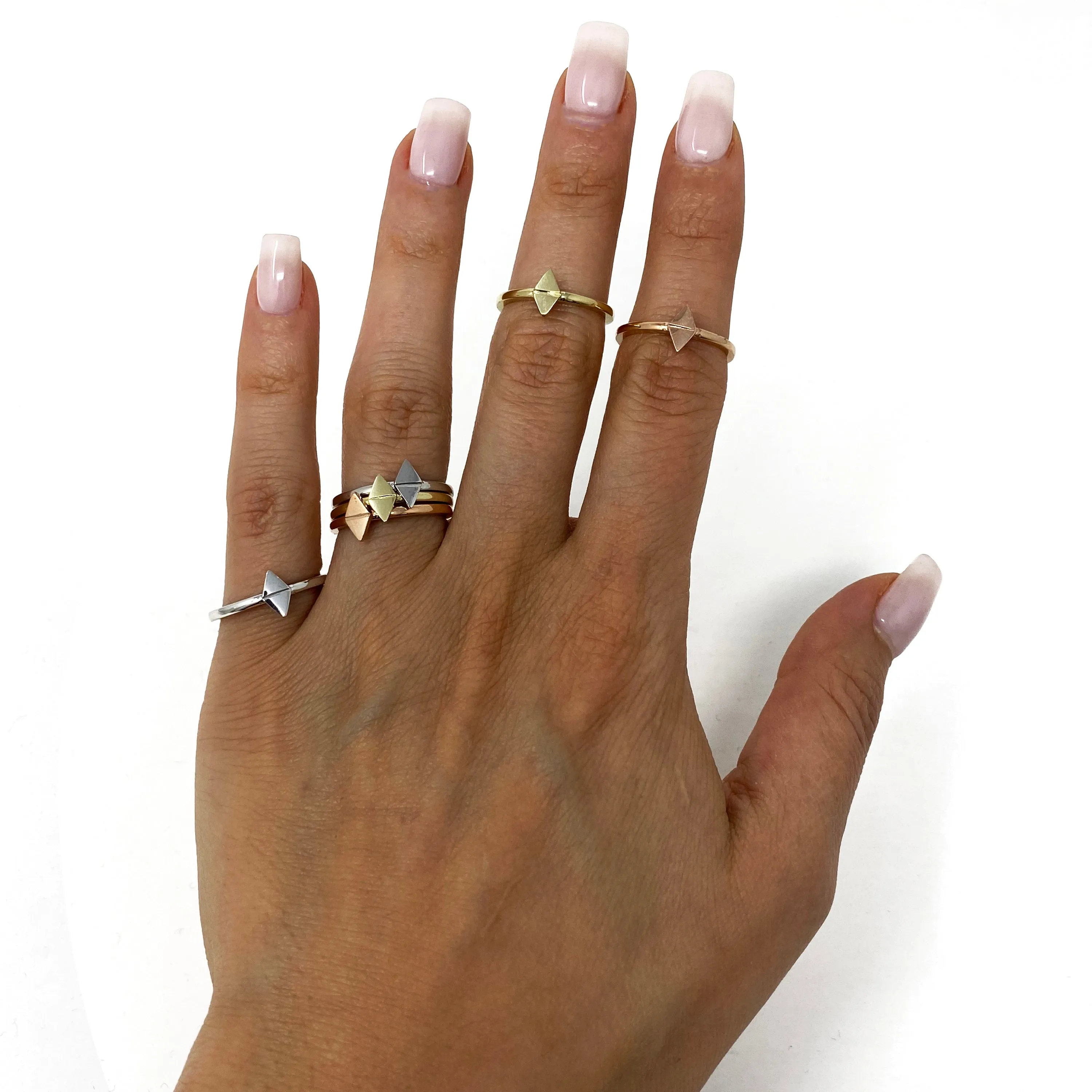 14k Yellow Gold Geometric Triangle Stackable Ring 2.1 grams Size 6.5