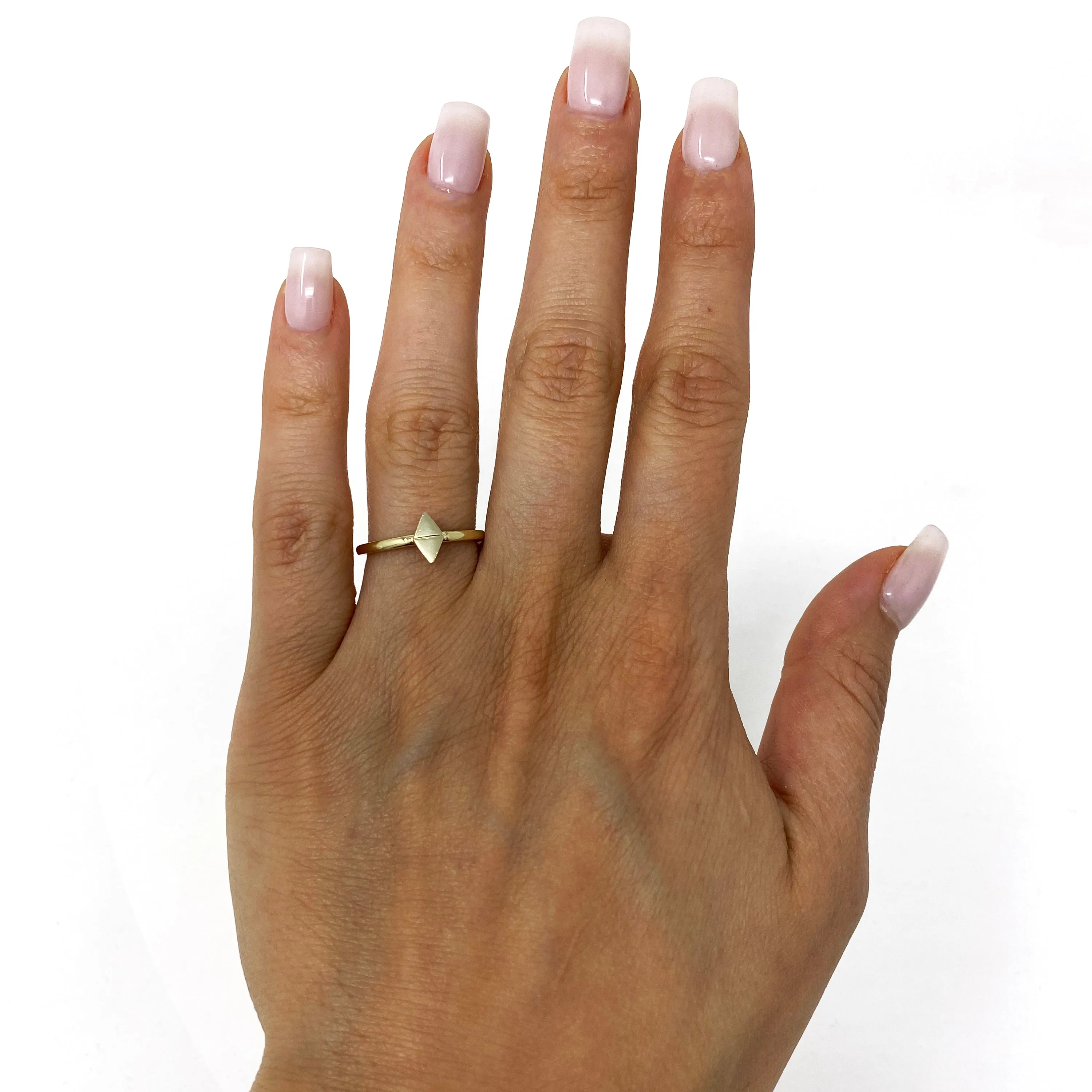 14k Yellow Gold Geometric Triangle Stackable Ring 2.1 grams Size 6.5