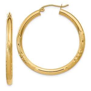 14k Yellow Gold Satin D.C 3MM Round Tube Earrings