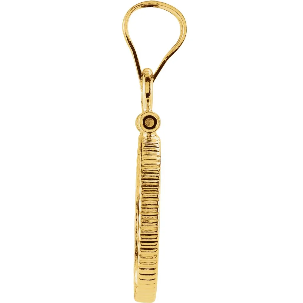 14k Yellow Gold Screw Top Diamond Cut Pendant Frame for 1/20 Ounce Chinese Panda Coin