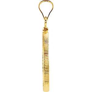 14k Yellow Gold Screw Top Diamond Cut Pendant Frame for U.S. $5.00 Coin
