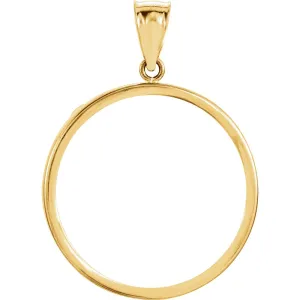 14k Yellow Gold Tab Back Frame Pendant for 1/2 Ounce American Eagle or 1/2 Ounce South African Rand Coin