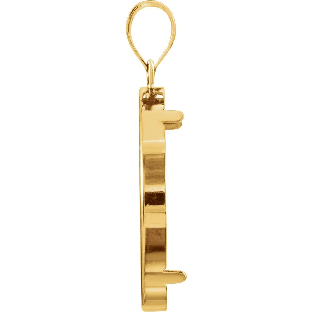 14k Yellow Gold Tab Back Frame Pendant for 1/2 Ounce American Eagle or 1/2 Ounce South African Rand Coin