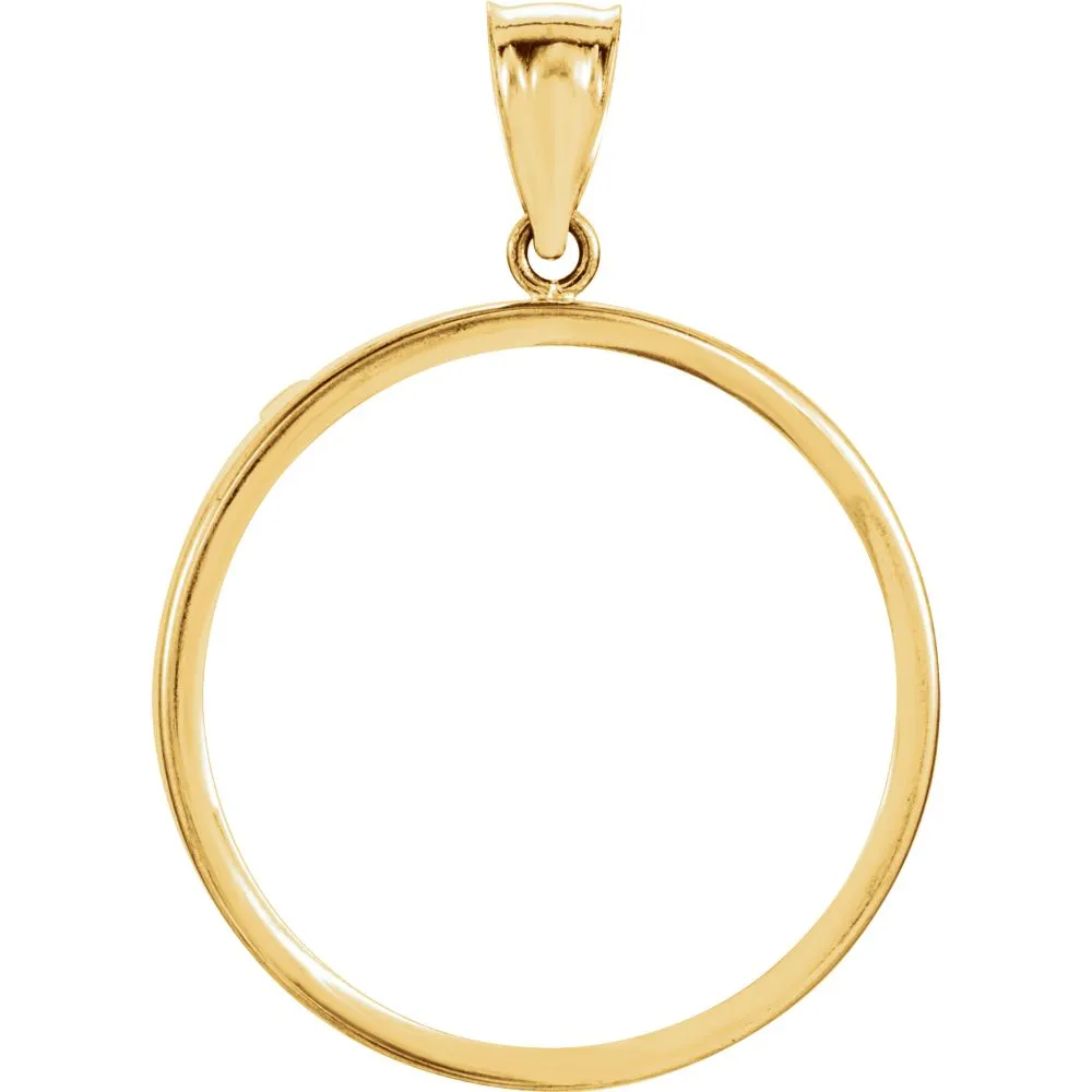 14k Yellow Gold Tab Back Frame Pendant for 1/2 Ounce American Eagle or 1/2 Ounce South African Rand Coin