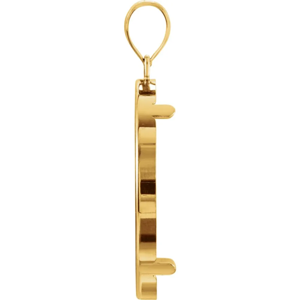 14k Yellow Gold Tab Back Frame Pendant for Mexican 1/2 Ounce Coin