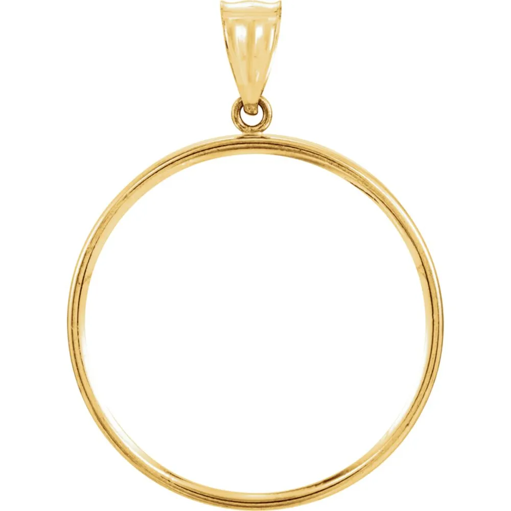 14k Yellow Gold Tab Back Frame Pendant for Mexican 1/2 Ounce Coin