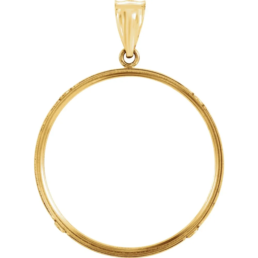 14k Yellow Gold Tab Back Frame Pendant for Mexican 1/2 Ounce Coin