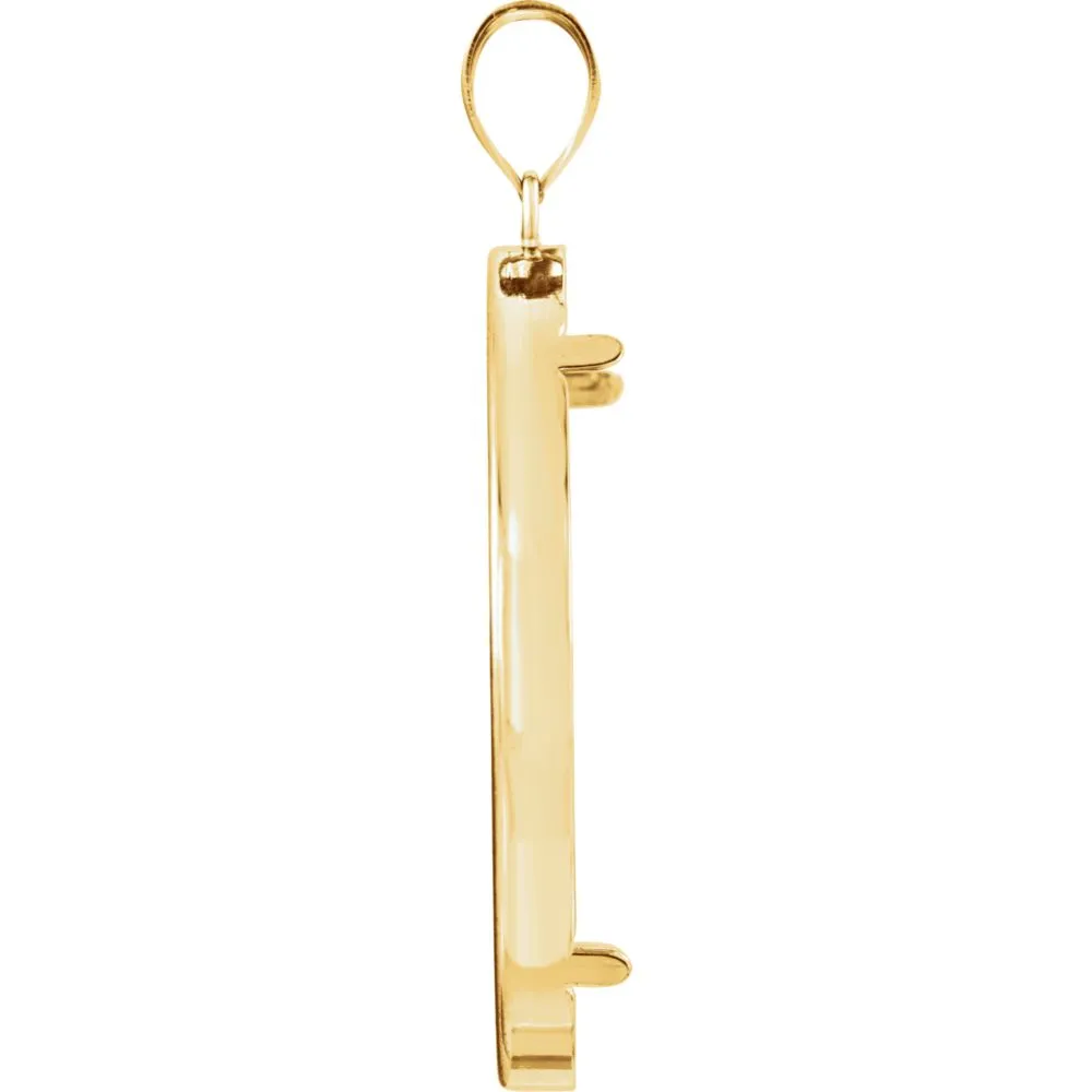 14k Yellow Gold Tab Back Frame Pendant for Mexican 50 Peso Coin