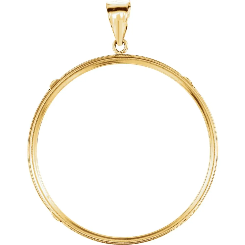 14k Yellow Gold Tab Back Frame Pendant for Mexican 50 Peso Coin