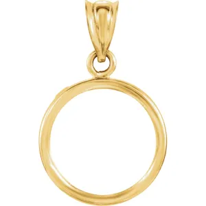 14k Yellow Gold Tab Back Frame Pendant for U.S. $1.00 Type 1 or Mexican 2 Peso Coin