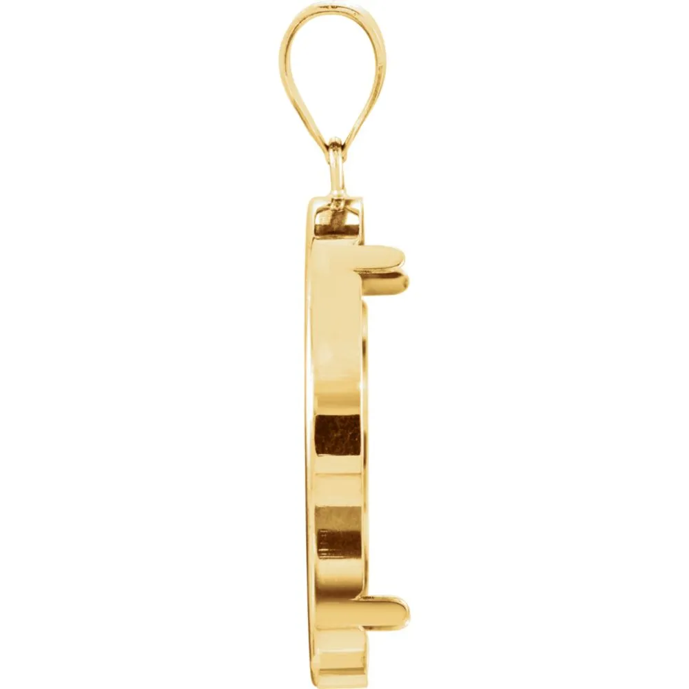 14k Yellow Gold Tab Back Frame Pendant for U.S. $10.00 or 1/2 Ounce Chinese Panda Coin