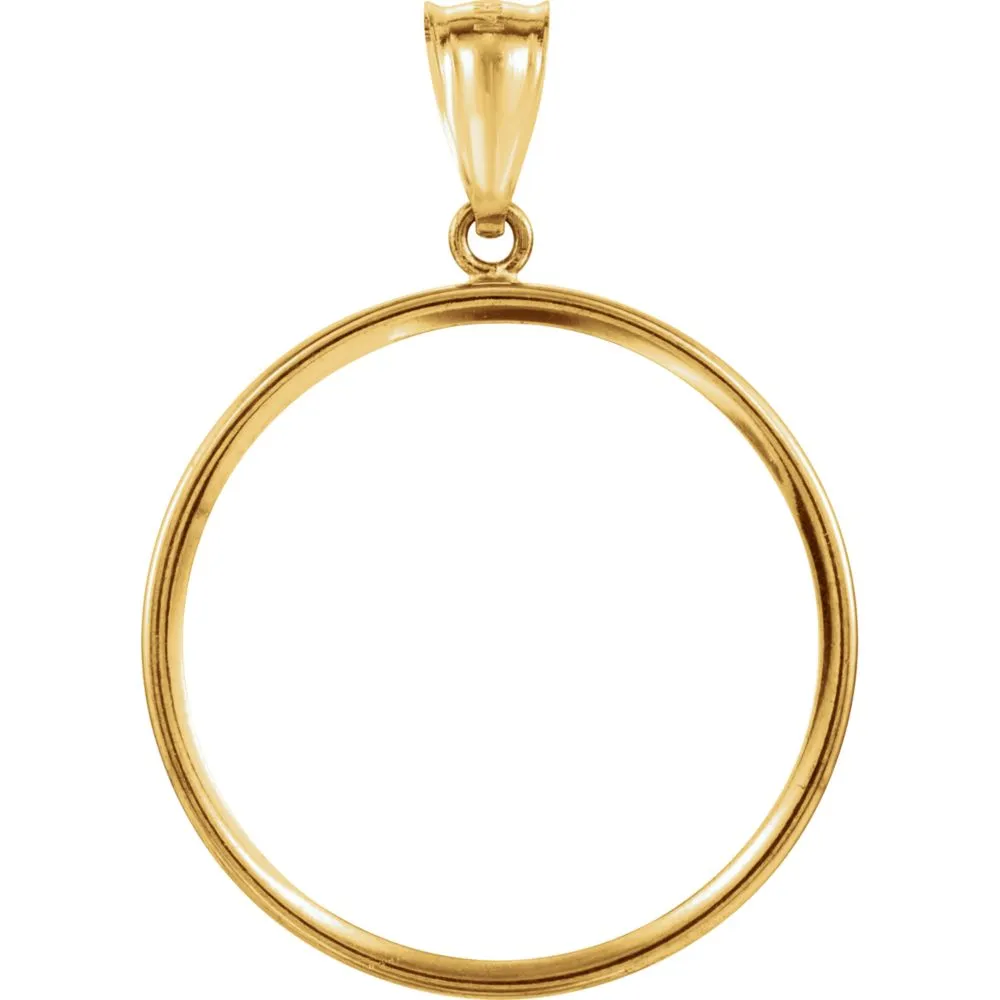 14k Yellow Gold Tab Back Frame Pendant for U.S. $10.00 or 1/2 Ounce Chinese Panda Coin