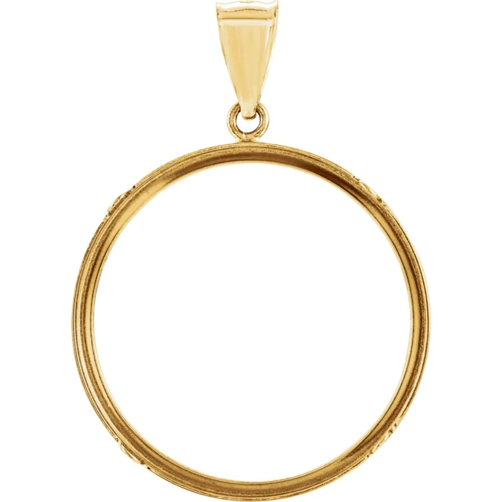 14k Yellow Gold Tab Back Frame Pendant for U.S. $10.00 or 1/2 Ounce Chinese Panda Coin
