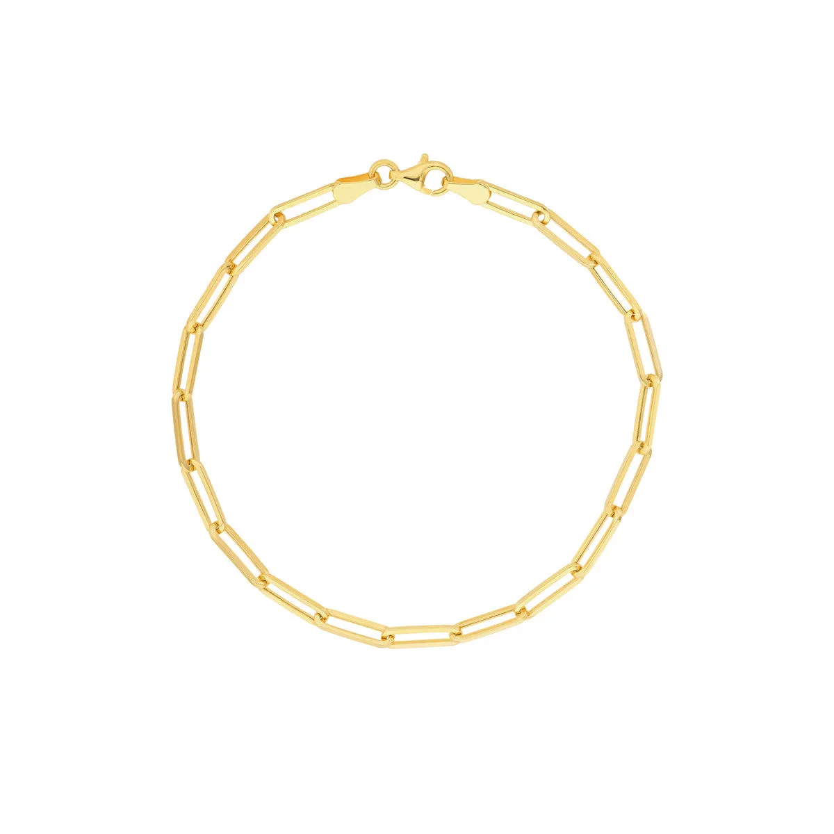 14kt Gold Hollow Paperclip Chain Bracelet