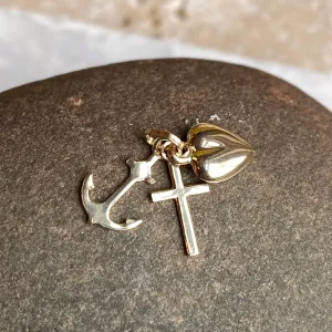 14KT Yellow Gold Anchor, Heart,   Cross Charms Pendant