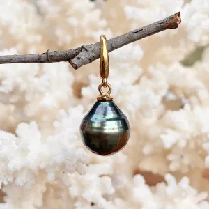 14KT Yellow Gold Black Tahitian Pearl Drop Enhancer Clip Pendant