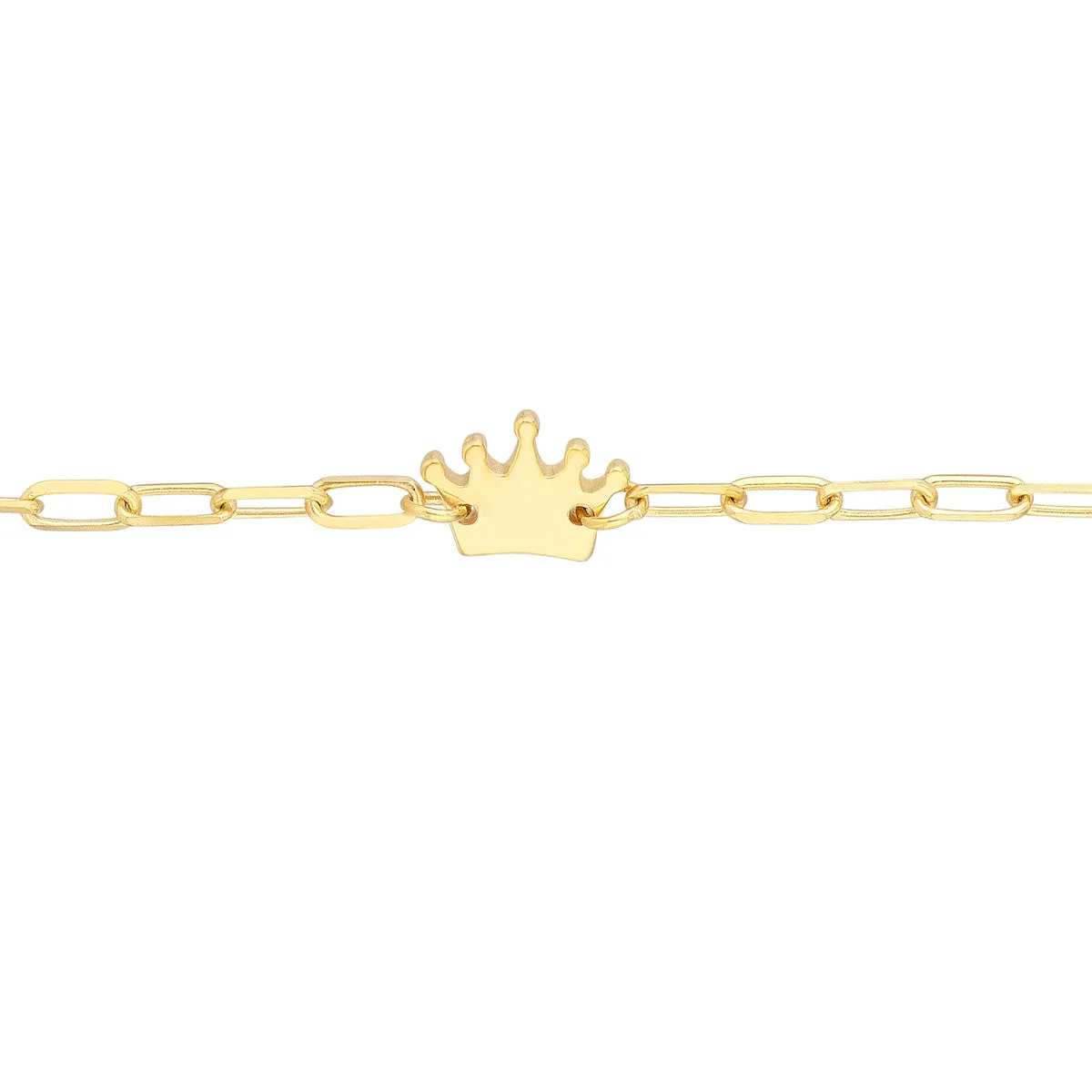 14kt Yellow Gold Children's Crown Paperclip bracelet