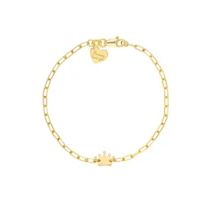 14kt Yellow Gold Children's Crown Paperclip bracelet
