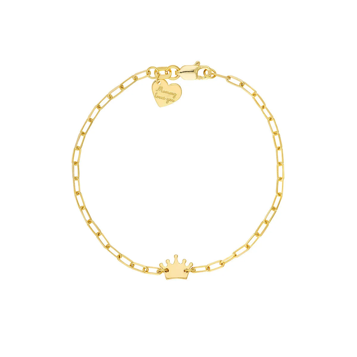 14kt Yellow Gold Children's Crown Paperclip bracelet
