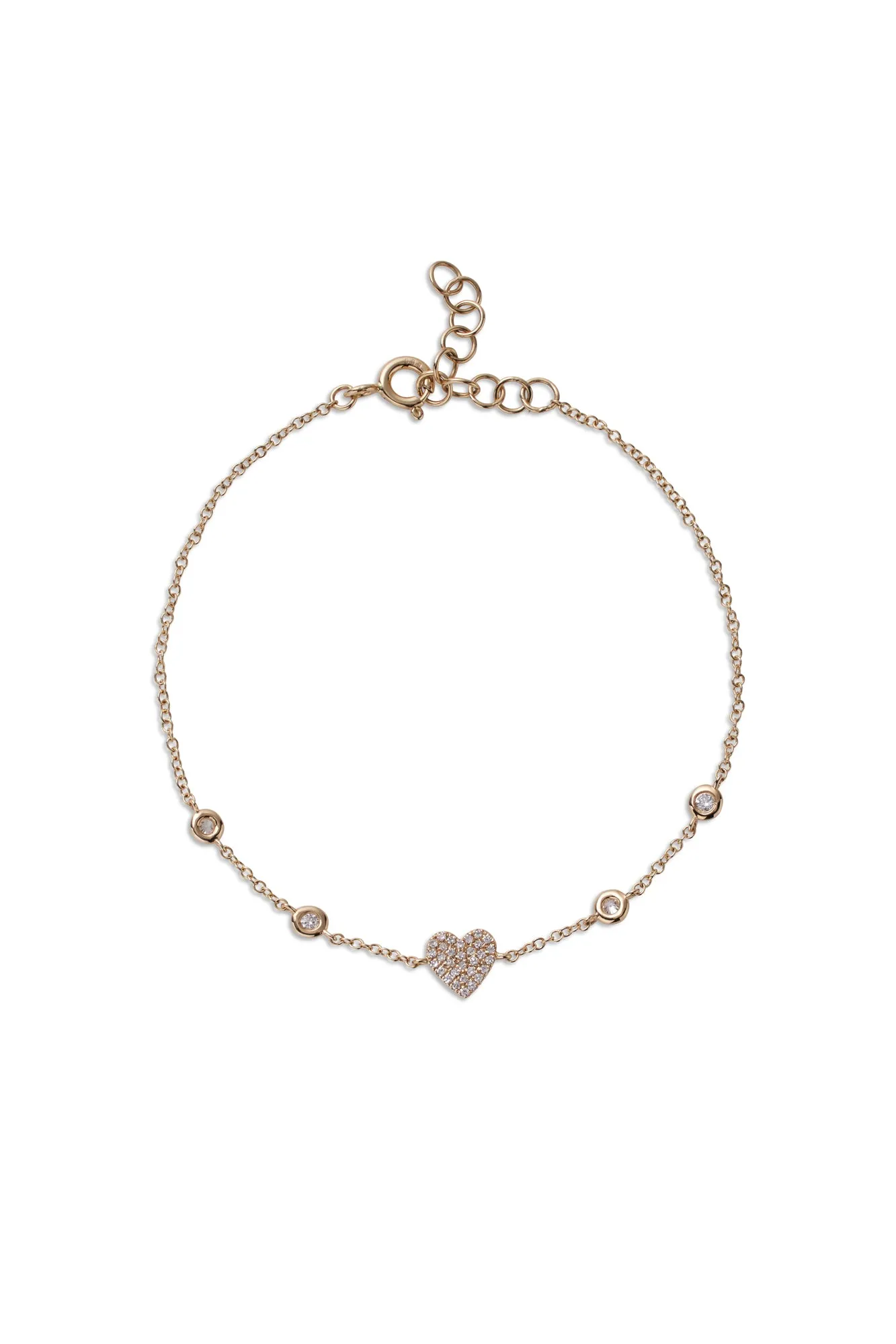 14KY Bezel Diamond and Pave Heart Bracelet