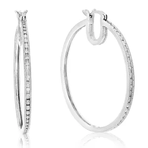 1/5 cttw Diamond Hoop Earrings in .925 Sterling Silver