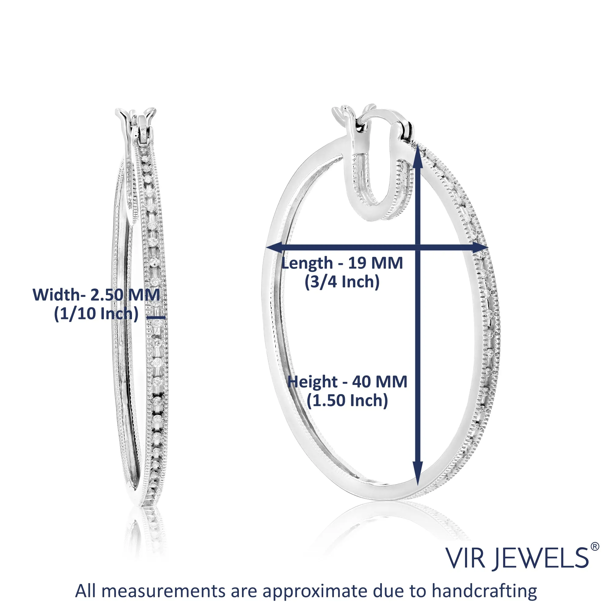 1/5 cttw Diamond Hoop Earrings in .925 Sterling Silver
