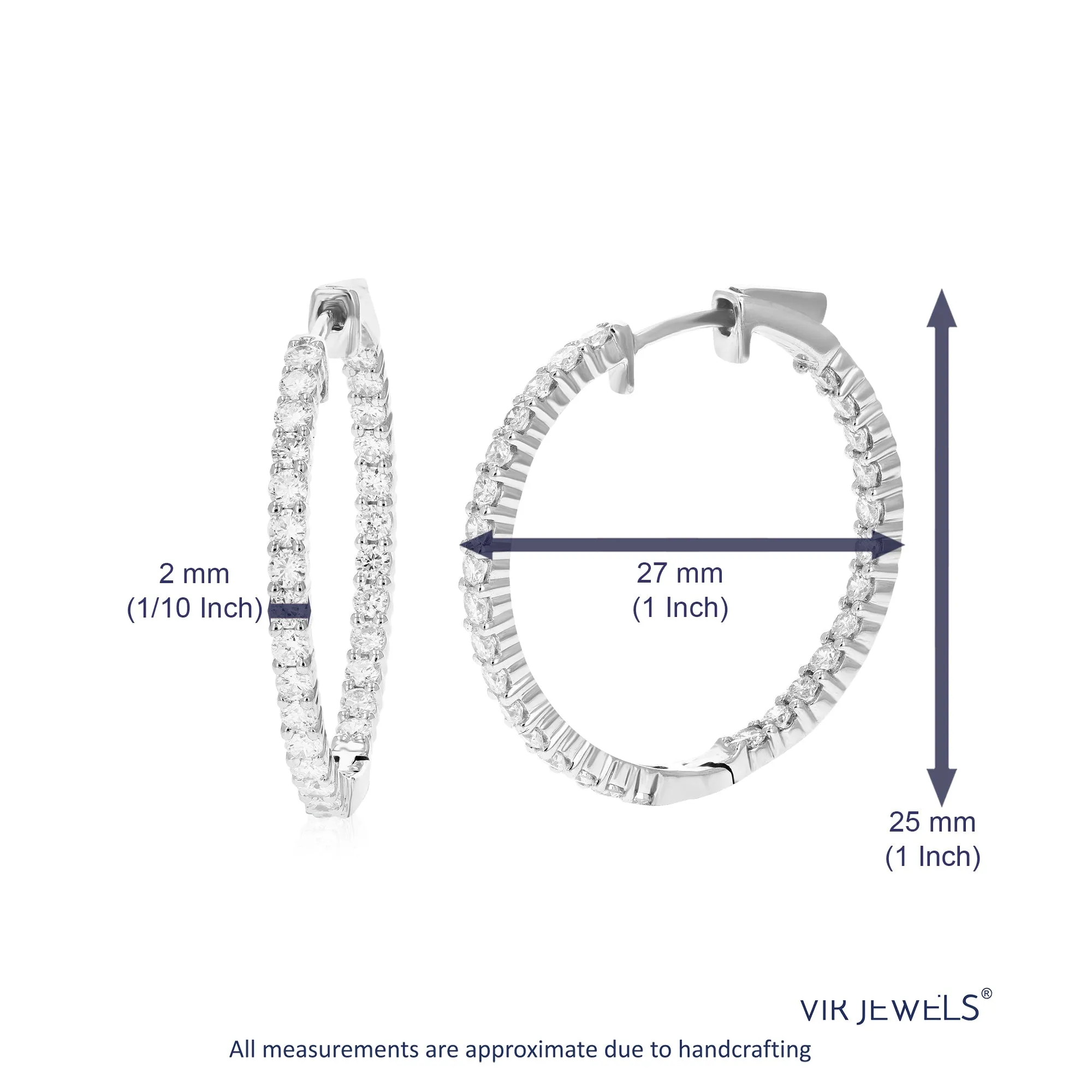 1.50 cttw Lab Grown Diamond Inside Out Hoop Earrings in Silver