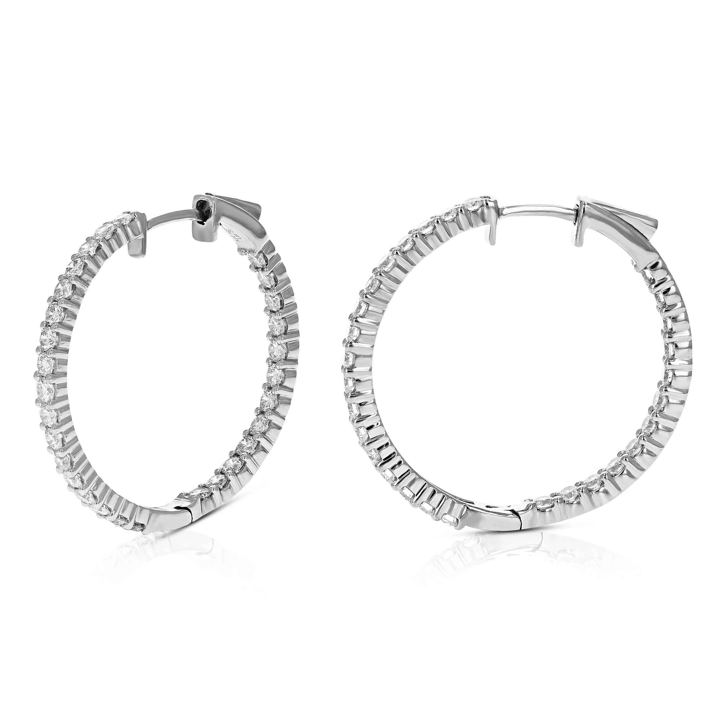 1.50 cttw Lab Grown Diamond Inside Out Hoop Earrings in Silver