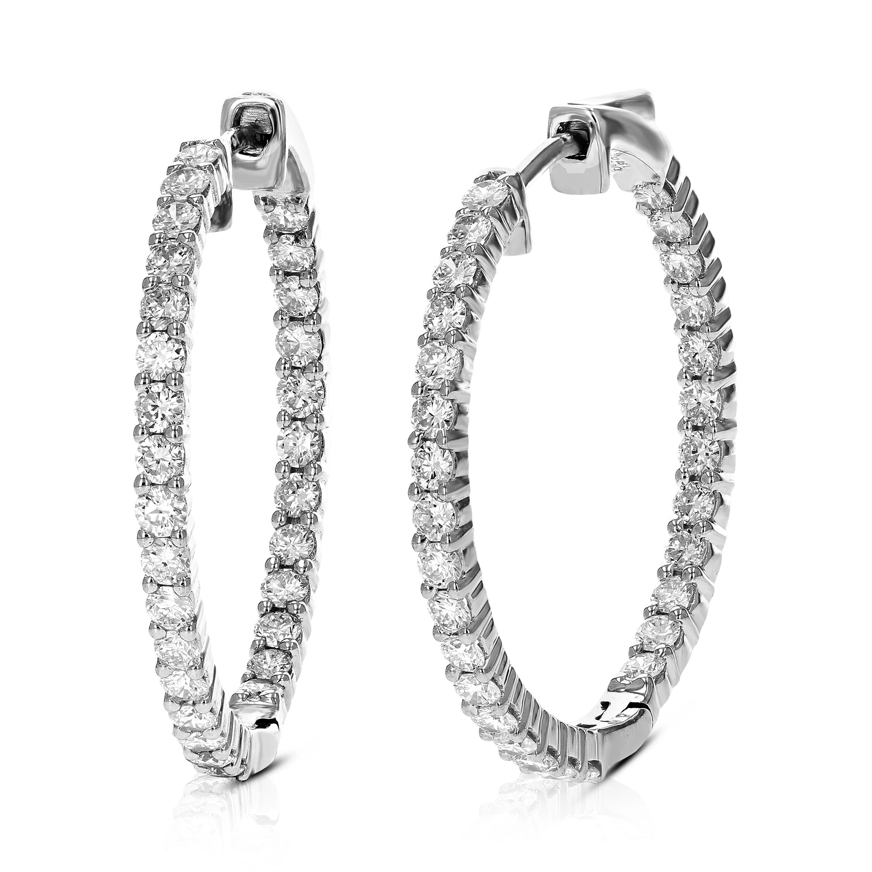 1.50 cttw Lab Grown Diamond Inside Out Hoop Earrings in Silver