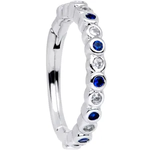 16 Gauge 3/8 Clear Blue CZ Gem Classic Circles Hinged Segment Ring