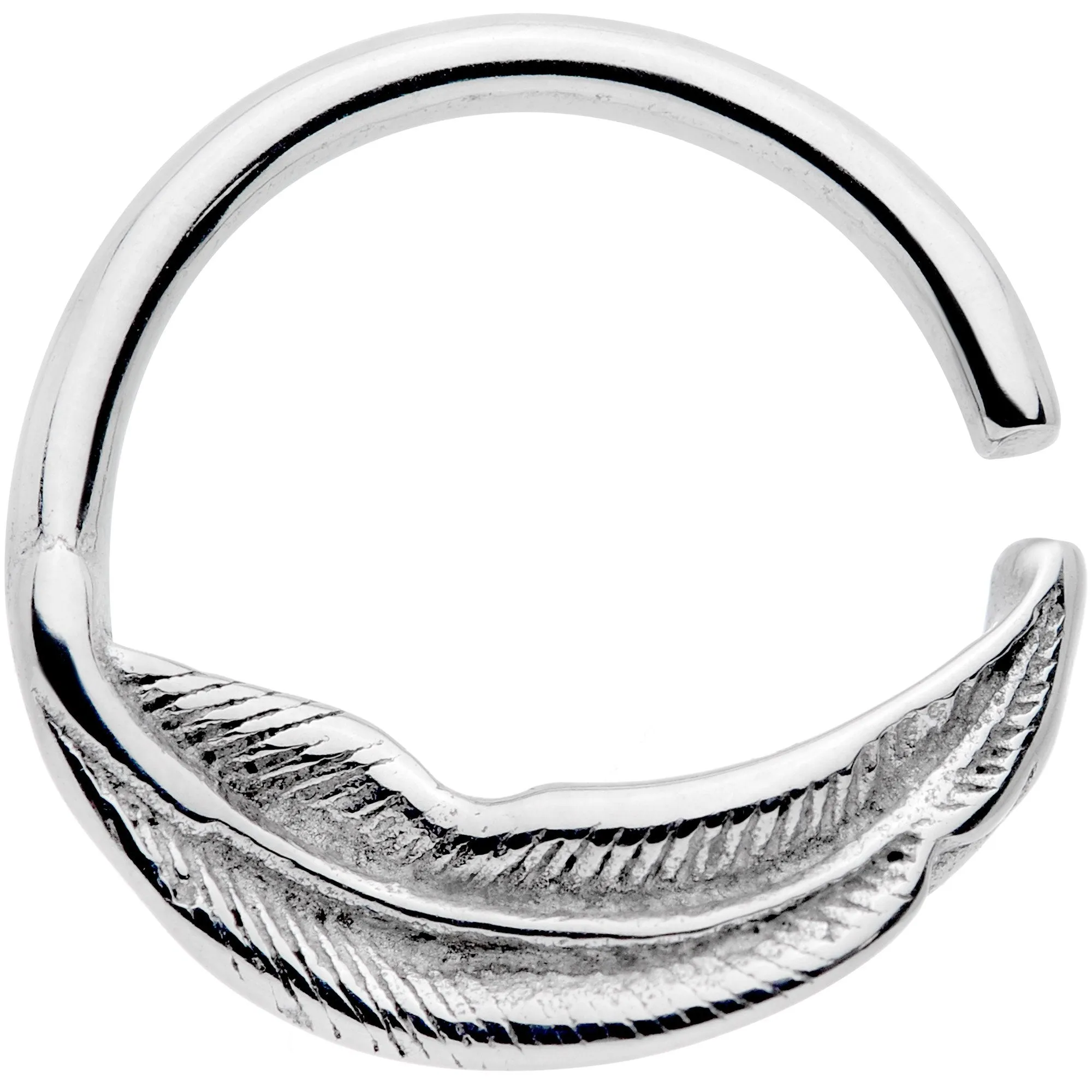 16 Gauge 3/8 Falling Feather Seamless Circular Ring
