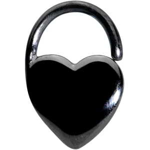 16 Gauge 5/16 Black PVD Heart Padlock Closure Ring