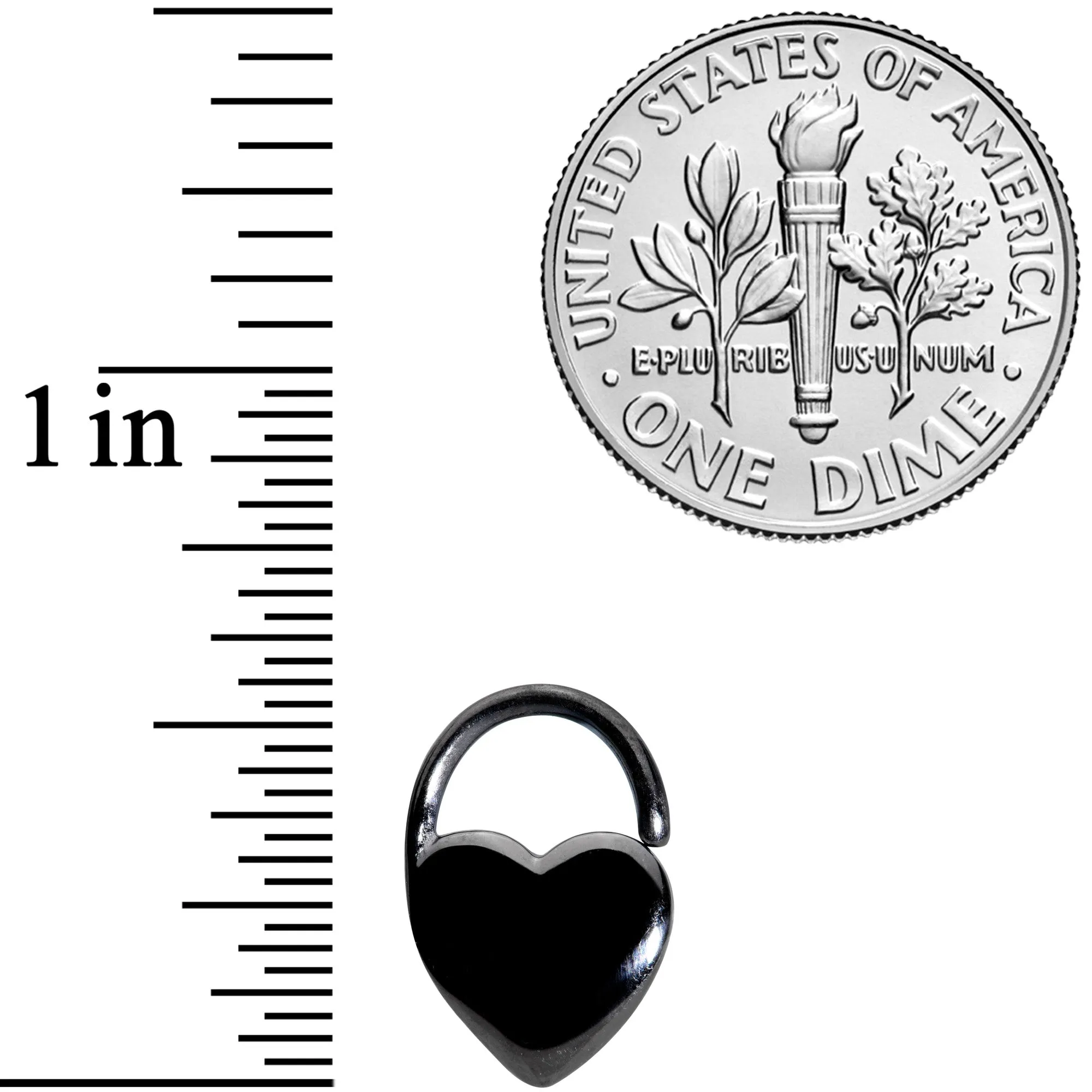 16 Gauge 5/16 Black PVD Heart Padlock Closure Ring