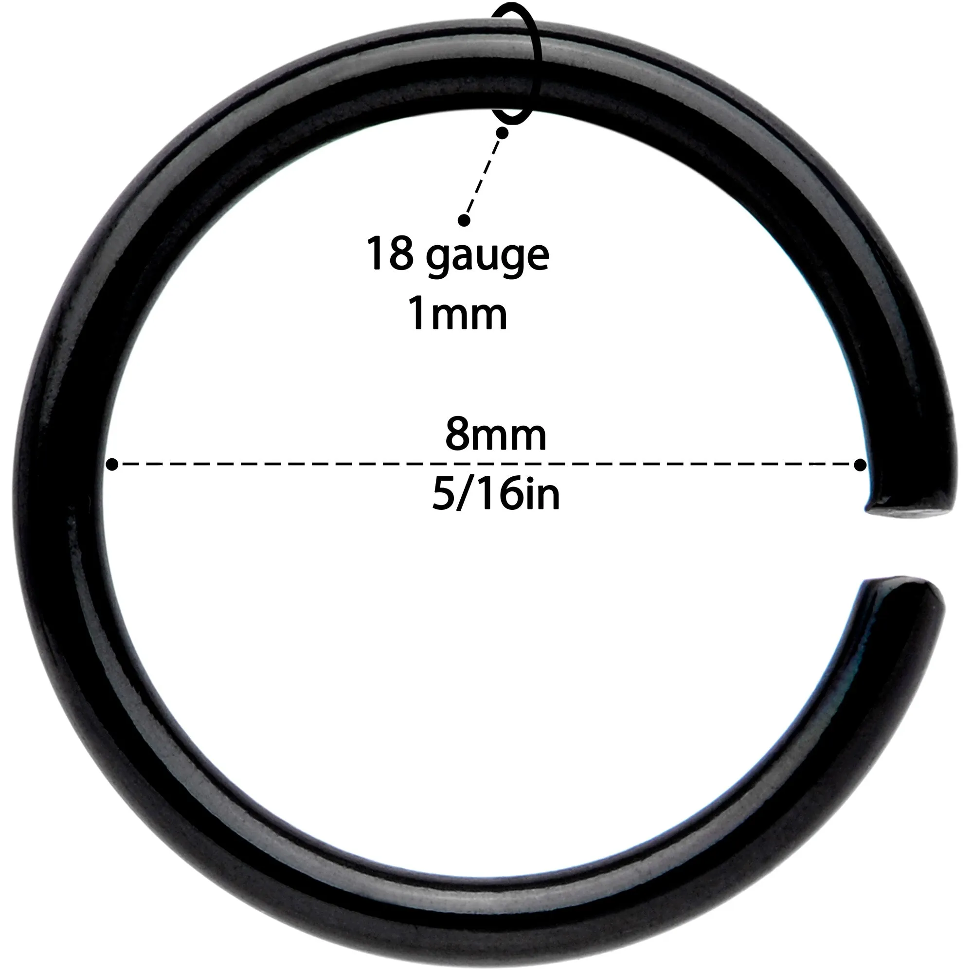 18 Gauge 5/16 Black Anodized Seamless Circular Ring Set of 12