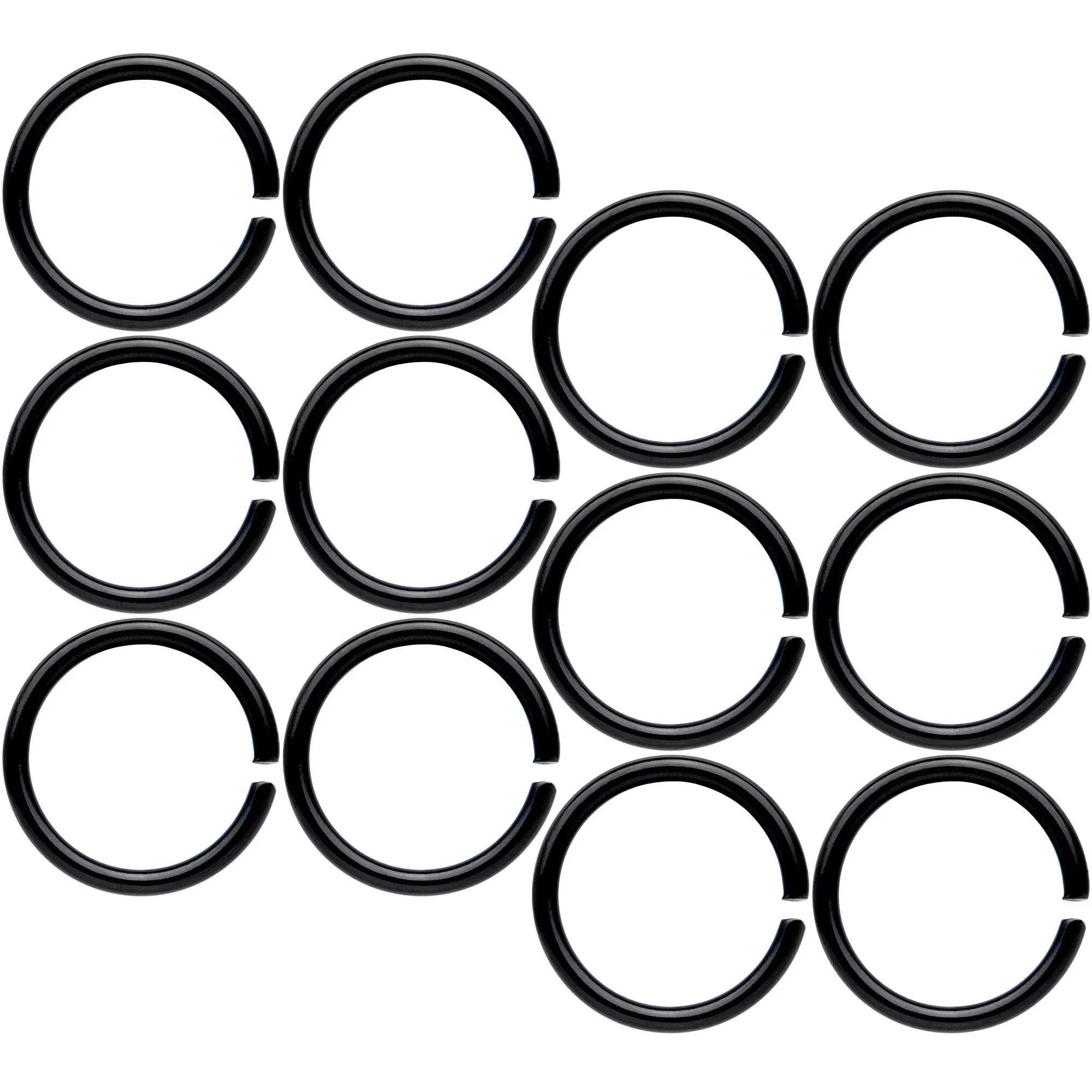 18 Gauge 5/16 Black Anodized Seamless Circular Ring Set of 12