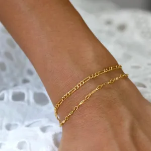 18k Dainty Figaro Chain Bracelet