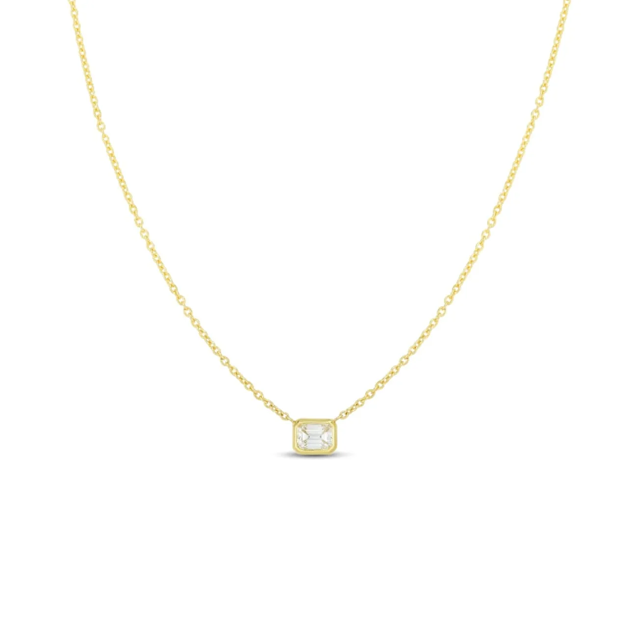 18K EMERALD CUT DIAMOND NECKLACE