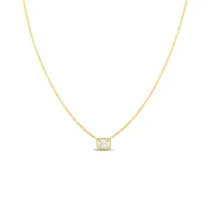 18K EMERALD CUT DIAMOND NECKLACE