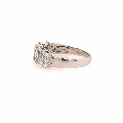 18K Geometric Cluster Band White Gold