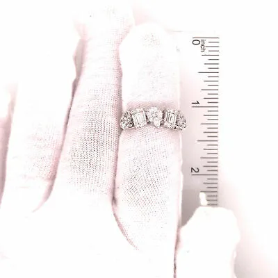 18K Geometric Cluster Band White Gold