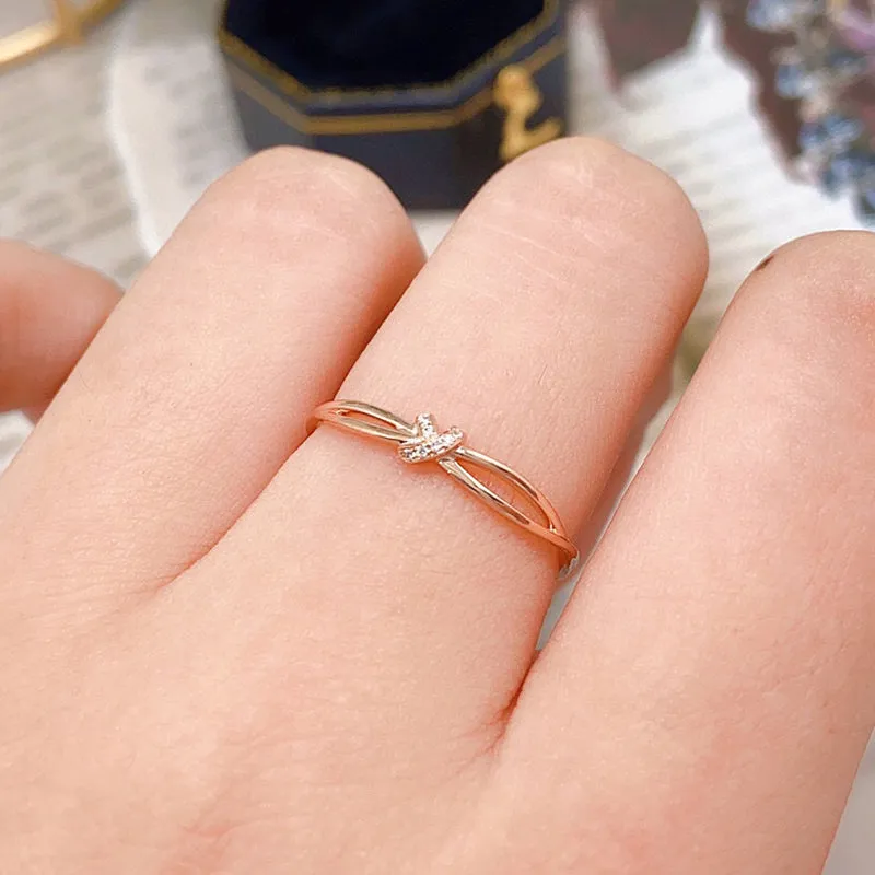 18K Gold Fashion Diamond Ring Exclusively Handcrafted 0.012 Carat Natural Diamond (H-F Color, VS1-VS2 Clarity)
