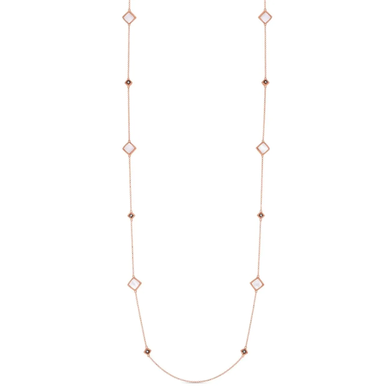 18K PALAZZO DUCALE 35" LONG STATION CHAIN FEATURING MOTHER-OF-PEARL & DIAMOND