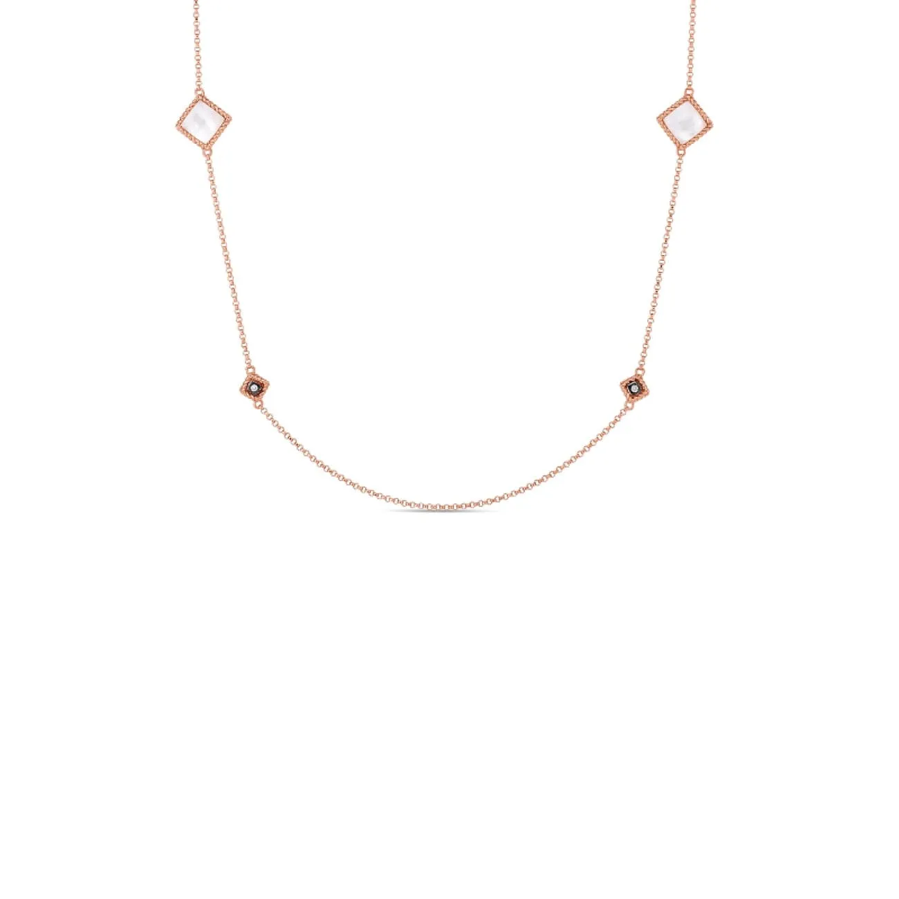 18K PALAZZO DUCALE 35" LONG STATION CHAIN FEATURING MOTHER-OF-PEARL & DIAMOND