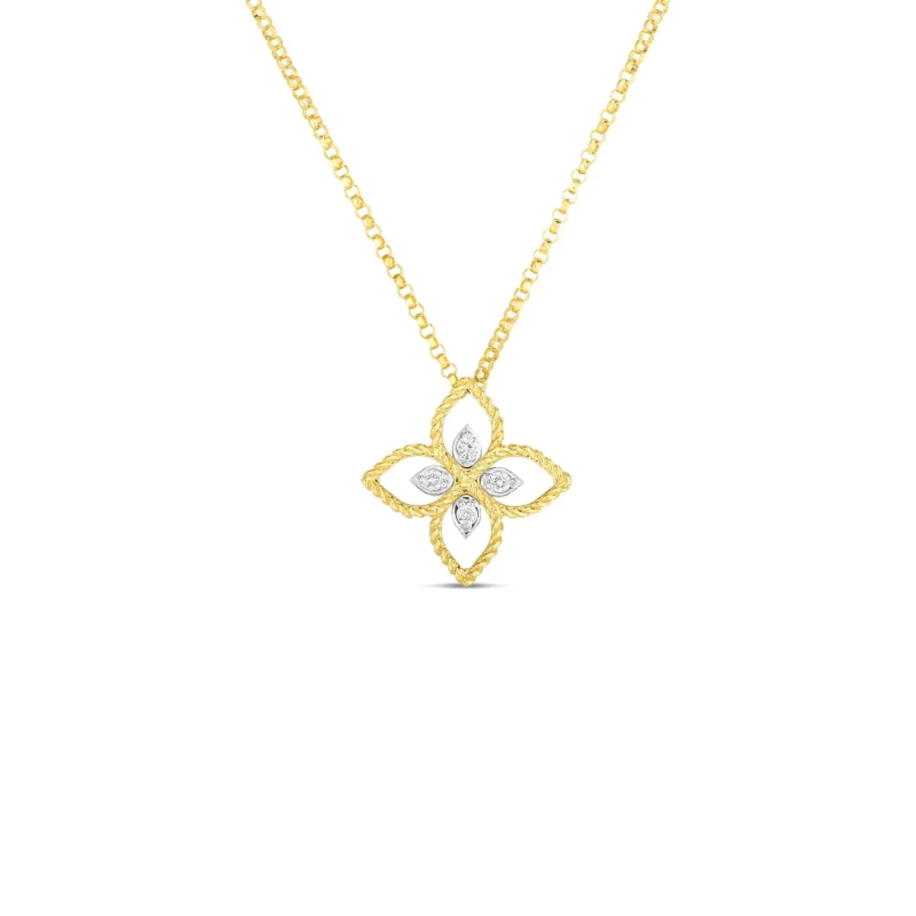 18K Principessa Small Flower Pendant with Diamonds