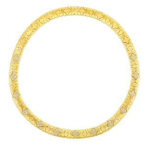 18K SATIN ROYAL PRINCESS FLOWER NARROW COLLAR W. DIAMOND ACCENT 7772990AJCHX