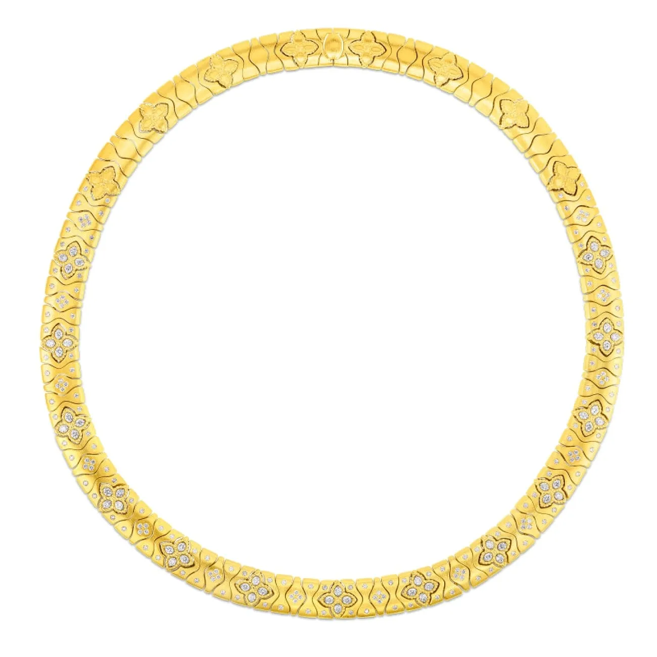 18K SATIN ROYAL PRINCESS FLOWER NARROW COLLAR W. DIAMOND ACCENT 7772990AJCHX
