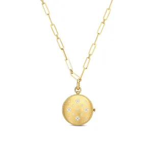 18K VENETIAN PRINCESS SATIN FINISH, DIAMOND ACCENT LOCKET ON CHAIN
