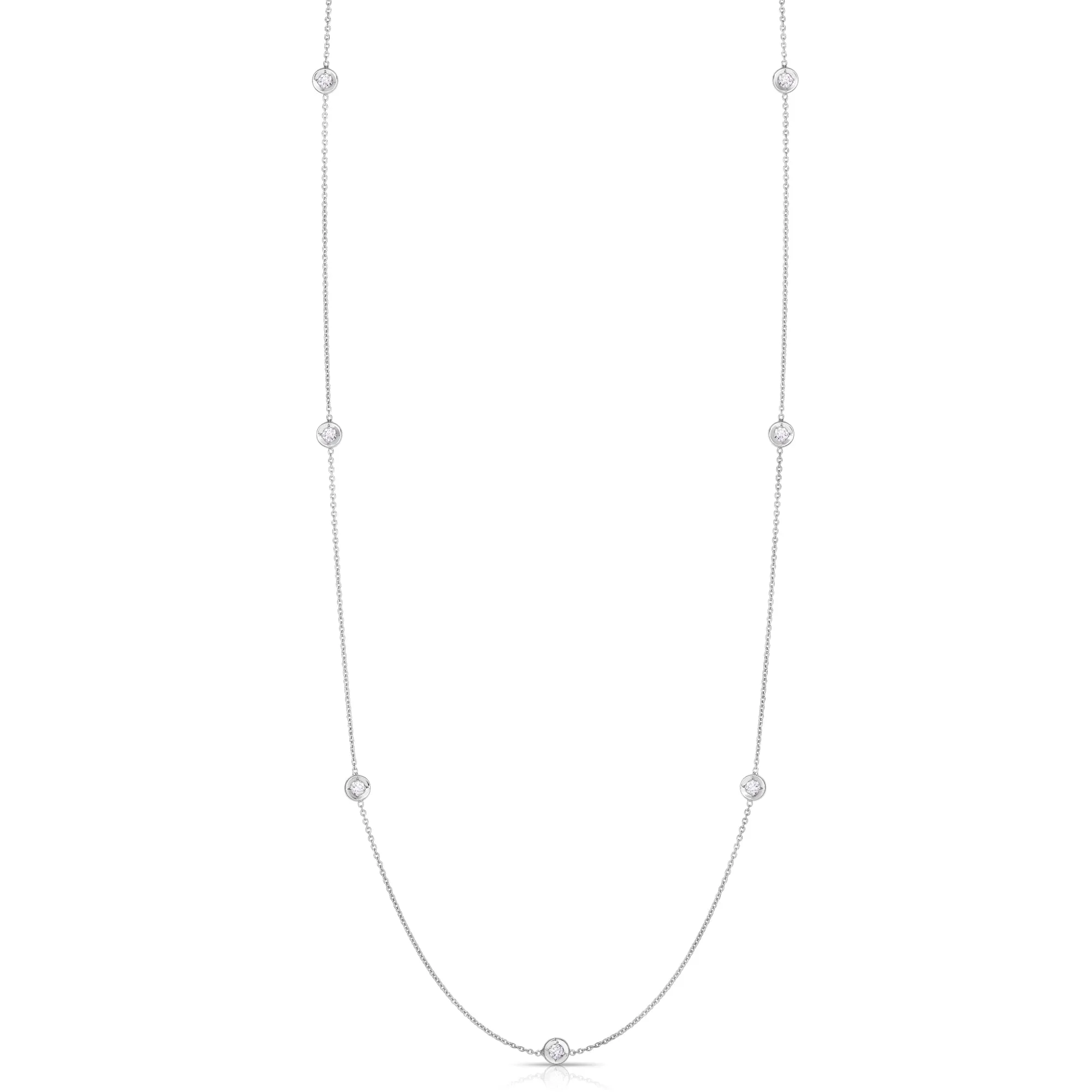 18K WHITE GOLD DIAMOND 7 STATION DIAMOND NECKLACE